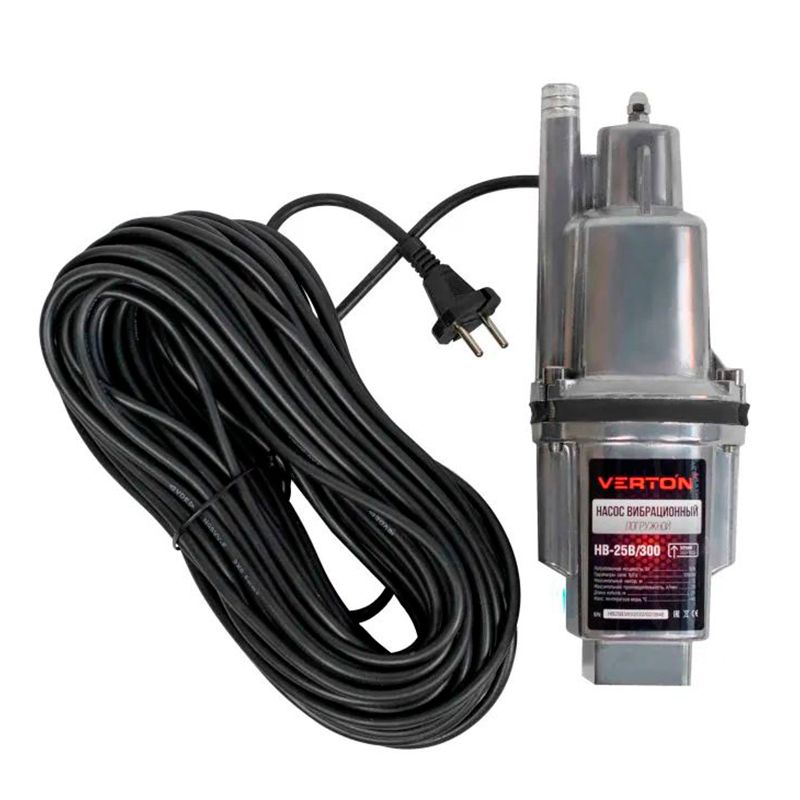Насос вибрационный Verton НВ-25В/300 (300 Вт,D-100мм,25 л/мин,глуб.4 м,25м,верх.заб.) - изображение 2