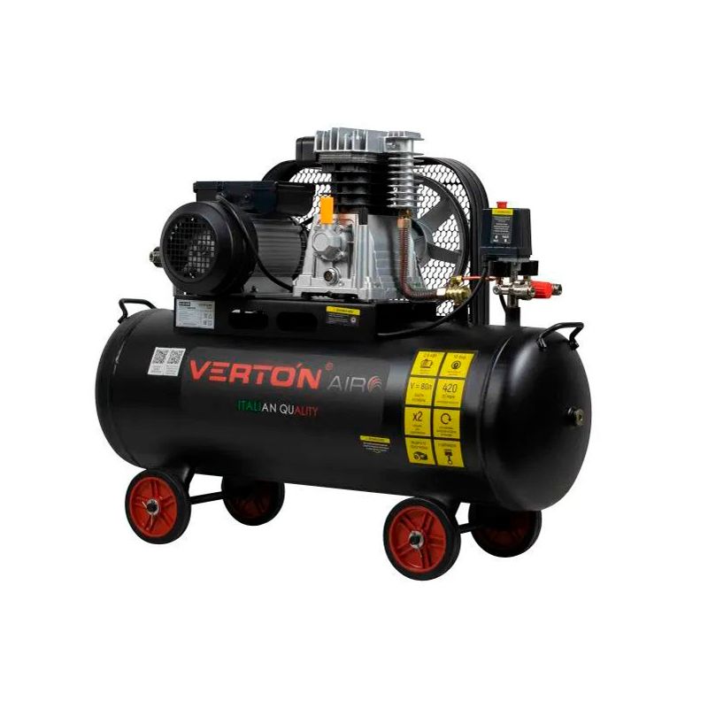 Компрессор Verton Air AC-80/420R (230/50 В/Гц,масл.рем.420л/м,80л,10б,2,5кВт,2800об/мин,италь.тип,ра - изображение 2