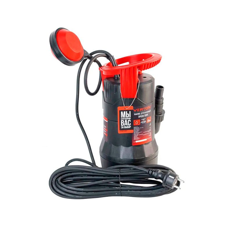 Дренажный насос для грязной воды Verton AQUA DP550/35PE(550Вт,Hmax-7м,190 л/мин,d.ч 35,пластик.корпу - изображение 3