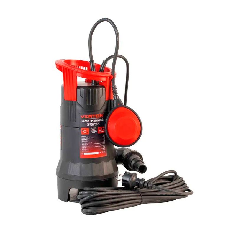 Дренажный насос для грязной воды Verton AQUA DP750/35PE(750Вт,Hmax-8м,225 л/мин,d.ч 35,пластик.корпу - изображение 6