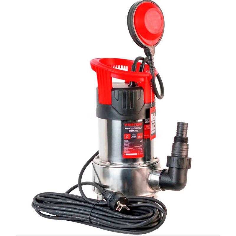 Дренажный насос для грязной воды Verton AQUA DP900/35SE(900Вт,,Hmax-8м,250 л/мин,d.ч 35,нержав.корпу - изображение 1
