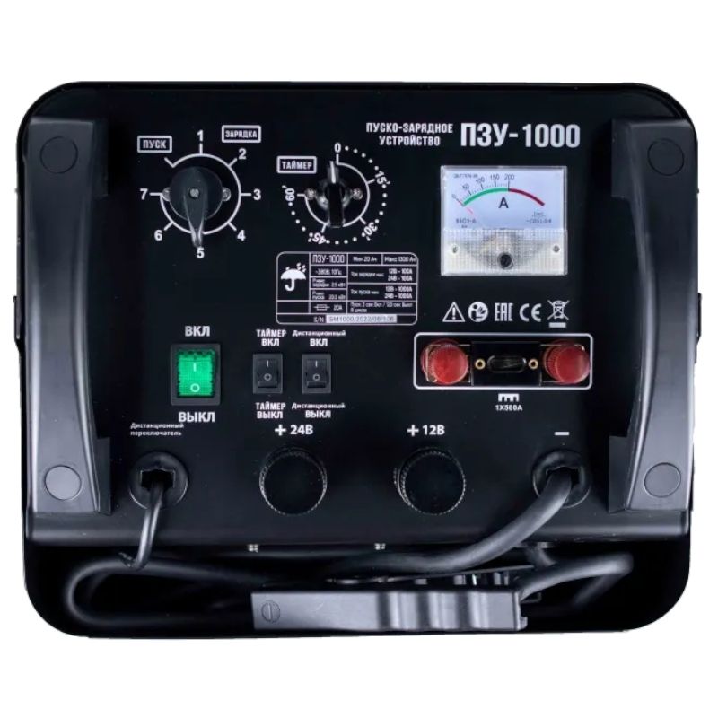 Пуско-зарядное устройство VERTON Energy ПЗУ-1000(380/50В/Гц,12/24В,20-1300Ач,ток зар/зап100А/1000А) - изображение 5