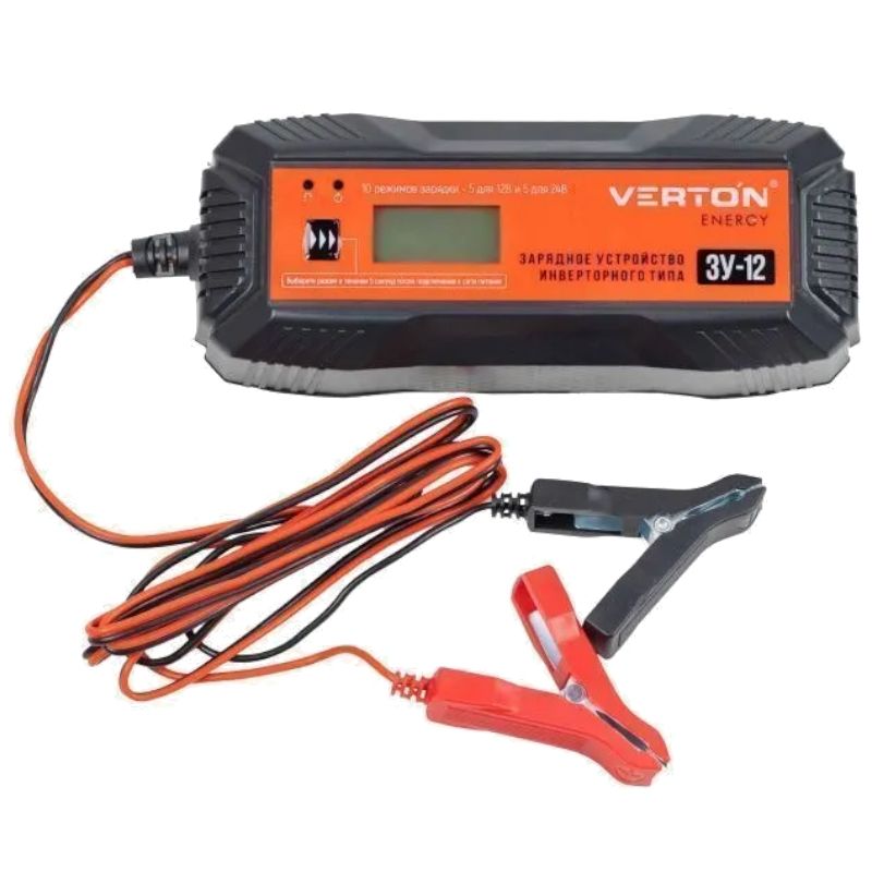 Зарядное устройство VERTON Energy ЗУ-12 (230/50 В/Гц, 80Вт,12/24 В,20-150Ач, LCD)