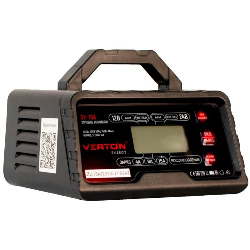 Зарядное устройство VERTON Energy ЗУ-15A (230/50 В/Гц, 250 Вт,12/24В,2,2-300 А/ч, LCD) - изображение 2