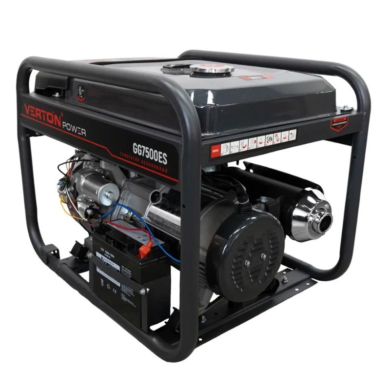 Генератор бензиновый VERTON POWER GG7500ES (6,0/6,5 кВт, 230В, 17л.с., ручной и электрический старт,