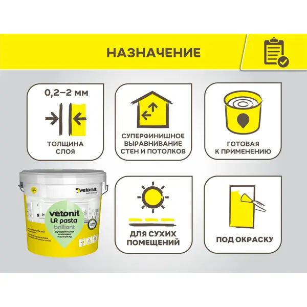 Шпаклёвка полимерная финишная Vetonit LR Паста Бриллиант 18 кг - изображение 3