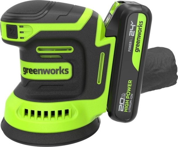 Виброшлифмашина эксцентриковая аккумуляторная GREENWORKS OS325 24V, АКБ 2Ач и ЗУ 3100907CUA