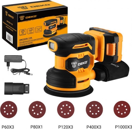 Виброшлифмашина эксцентриковая аккумуляторная DEKO DKCG20-125 20в, 1*2.0ач 063-4022 - изображение 4