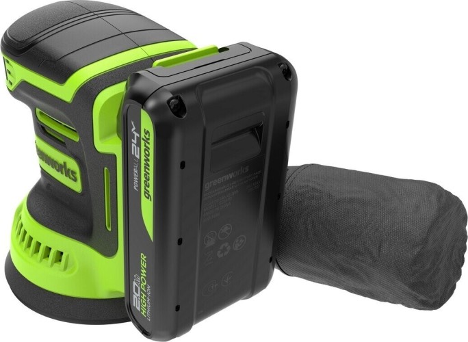 Виброшлифмашина эксцентриковая аккумуляторная GREENWORKS OS325 24V, АКБ 2Ач и ЗУ 3100907CUA - изображение 2