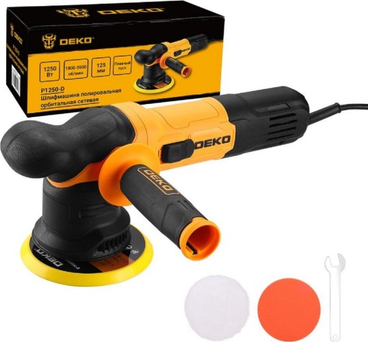 Виброшлифмашина эксцентриковая сетевая DEKO P1250-D полировальная орбитальная, 125мм 083-1046 - изображение 4