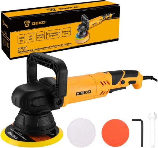 Виброшлифмашина эксцентриковая сетевая DEKO P1400-D полировальная орбитальная, 150мм 083-1047 - изображение 4