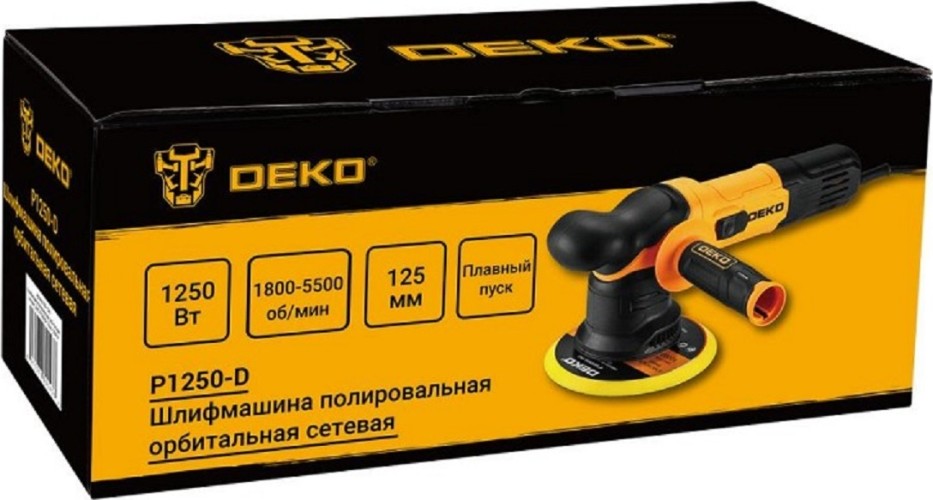 Виброшлифмашина эксцентриковая сетевая DEKO P1250-D полировальная орбитальная, 125мм 083-1046 - изображение 5