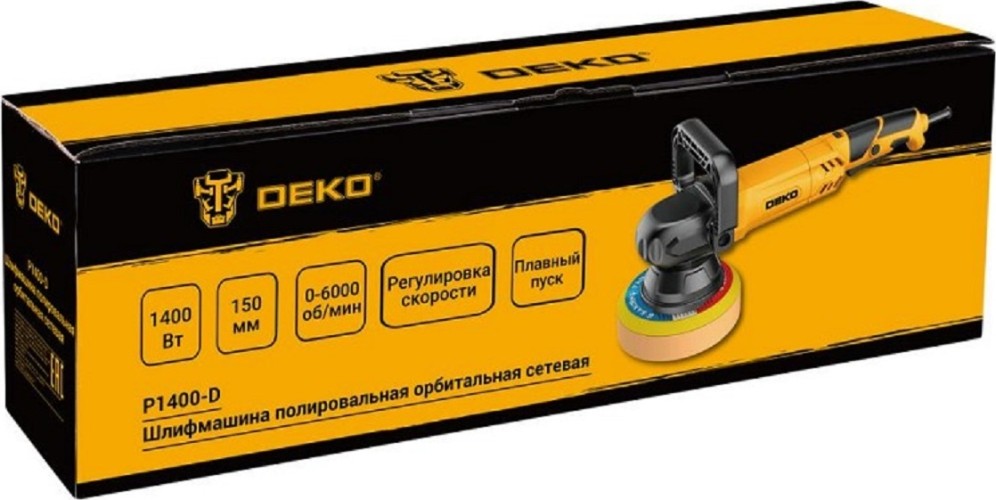 Виброшлифмашина эксцентриковая сетевая DEKO P1400-D полировальная орбитальная, 150мм 083-1047 - изображение 5
