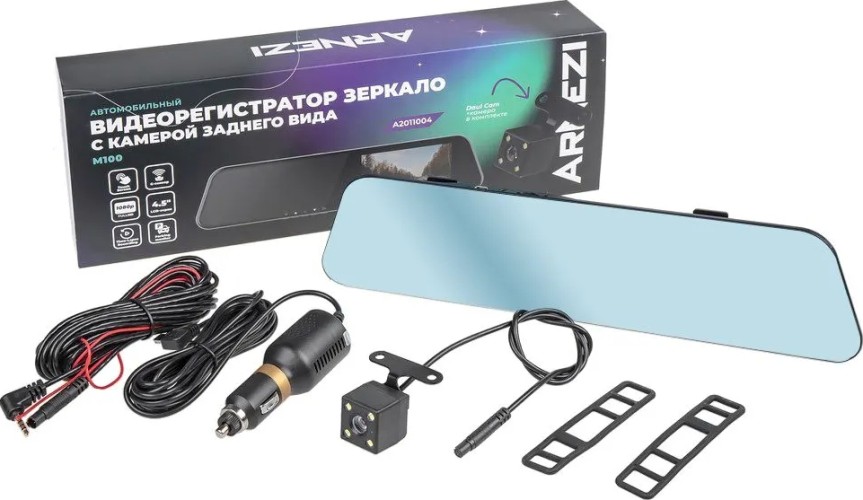 Видеорегистратор ARNEZI M100 зеркало с камерой заднего вида (full hd + 480p) A2011004 - изображение 4