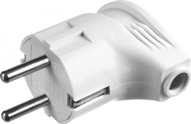 Вилка электрическая с заземлением STAYER MAXSTER 16а/220в, белая, угловая, 55161-W 55161-W