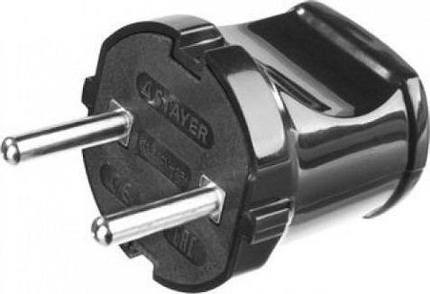 Вилка электрическая STAYER MASTER 6а/220в, черная, 55150-B 55150-B