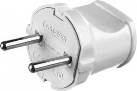 Вилка электрическая STAYER MASTER 6а/220в, белая, 55150-W 55150-W
