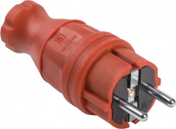 Вилка прямая IEK ОМЕГА ВБп3-1-0м ip44 каучук, красная PKR01-016-2-K04