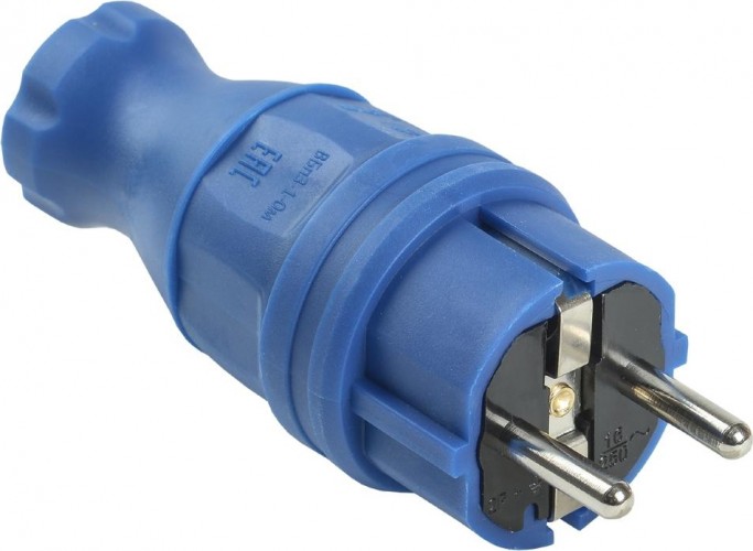 Вилка прямая IEK ОМЕГА ВБп3-1-0м ip44 каучук синяя PKR01-016-2-K07