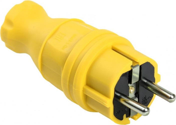 Вилка прямая IEK ОМЕГА ВБп3-1-0м ip44 каучук, желтая PKR01-016-2-K05
