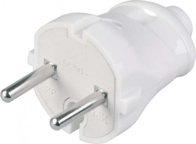 Вилка разборная IEK ВПп20-01 прямая без заземл. контакта 6а EVP20-06-01-K01