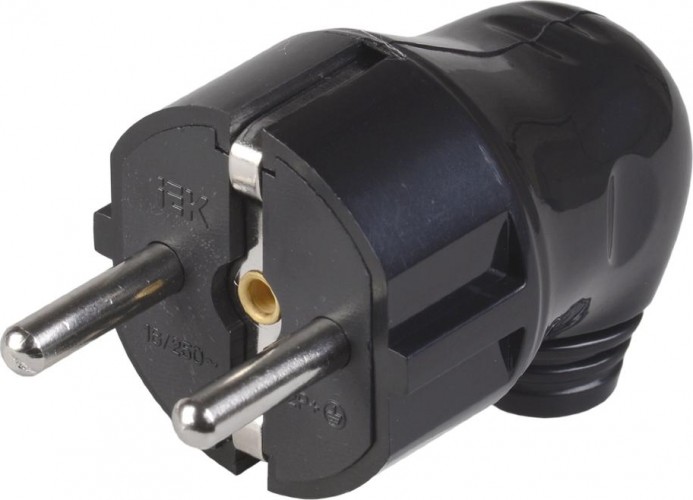 Вилка разборная IEK ВПу11-02 угловая с заземл. 16а черн. EVP11-16-01-K02