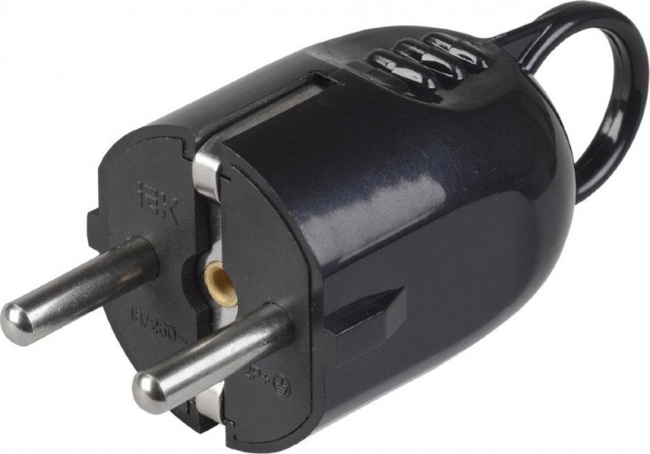 Вилка разборная IEK ВПу12-02 угловая с заземл. с кольцом 16а черн. EVP12-16-01-K02