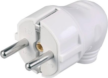 Вилка разборная угловая IEK ВПу11-01-Ст с заземляющим контактом 16А белая EVP11-16-01-K01