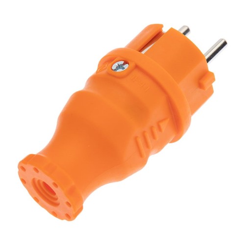 Вилка REXANT 111-015 прямая влагозащищенная, c/з, 16A, IP44, оранжев. - изображение 2