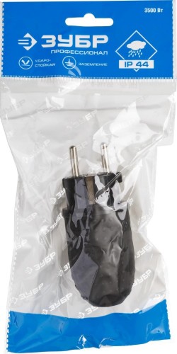 Вилка ЗУБР Профессионал обрезиненная, 16A/250B, IP44 55116-B - изображение 3