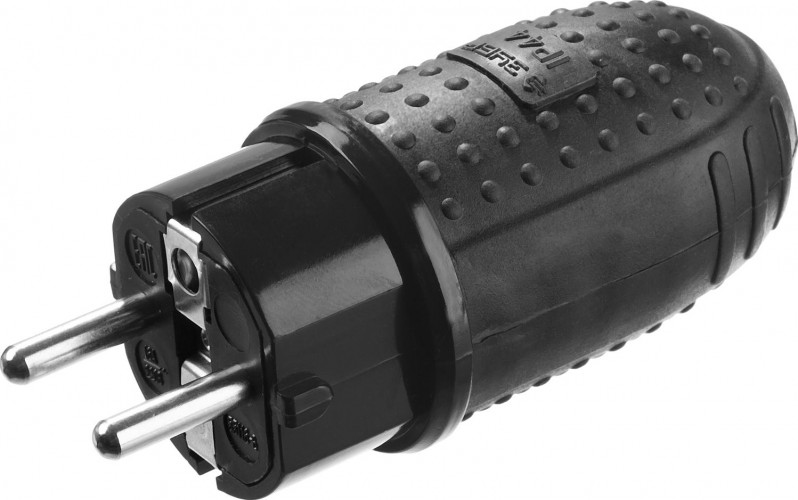 Вилка ЗУБР Профессионал обрезиненная, 16A/250B, IP44 55116-B