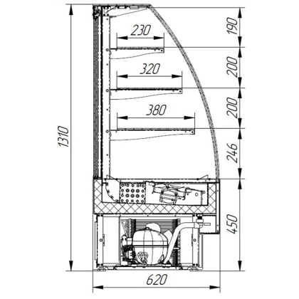 ВИТРИНА кондитерская ВПВ ADAGIO 900 (EL.2.G9005гл.А9005гл.В9005гл.P1.PS.RAL9005гл.) - изображение 4