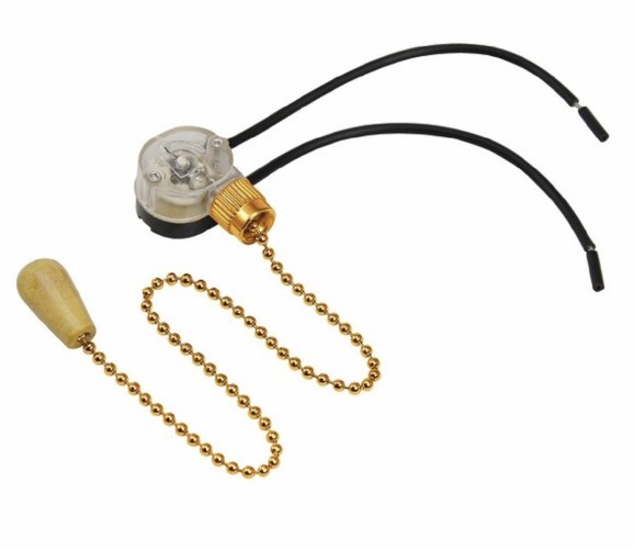 Выключатель для настенного светильника REXANT 32-0104 ( уп. 10 штук ) c проводом и деревянным наконечником, Gold 32-0104