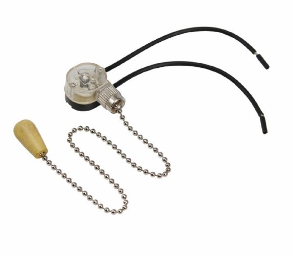 Выключатель для настенного светильника REXANT 32-0103 ( уп. 10 штук ) c проводом и деревянным наконечником, Silver 32-0103