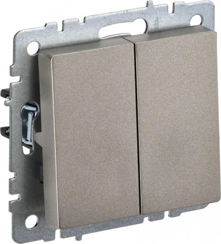 Выключатель двухклавишный IEK BRITE ВС10-2-0-БрШ 10А шампань BR-V20-0-10-K37