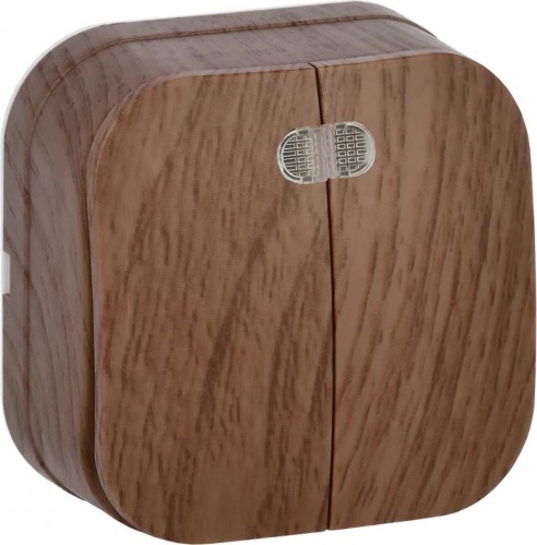 Выключатель двухклавишный IEK GLORY ВС20-2-1-ХД 10А с индикацией, дуб EVH21-K24-10