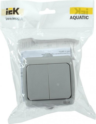 Выключатель двухклавишный IEK Aquatic ВС-20-2-0-А 10А ip54 EVA20-K03-10-54 - изображение 2