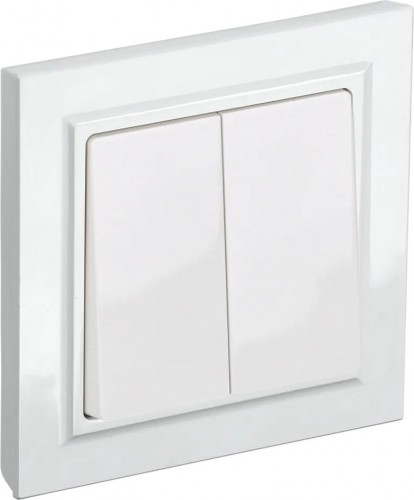 Выключатель двухклавишный IEK BRITE ВСР10-2-0-БрБ 10А в сборе белый BR-V20-0-10-K01-F