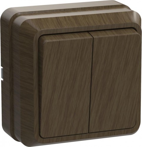 Выключатель двухклавишный IEK Октава ВС20-2-0-ОД 10А IP20 дуб EVO20-K04-10-DC