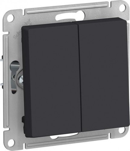 Выключатель двухклавишный Systeme Electric AtlasDesign (сх. 5) 10ax карбон ATN001051 - изображение 3