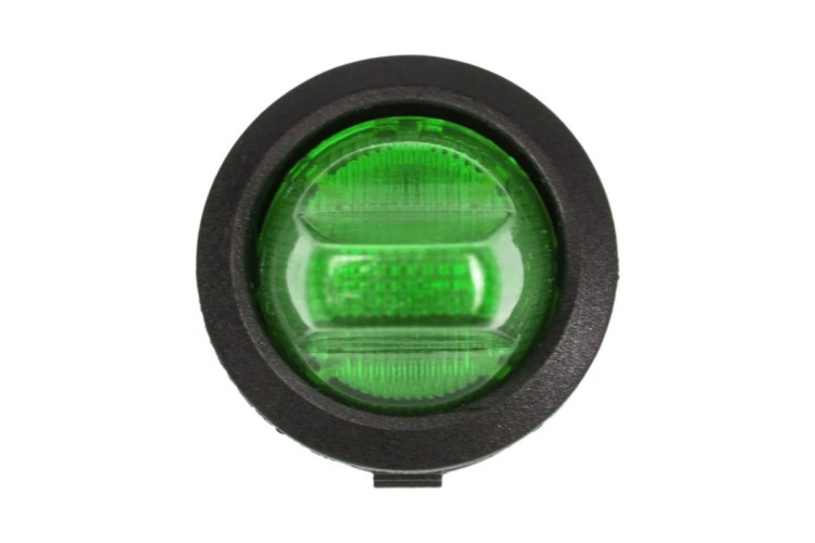 Выключатель клавишный круглый REXANT 12V 16А (3с) ON-OFF ( уп.10 штук ) зеленый с подсветкой  (RWB-224, SС-214) 36-2593 - изображение 5