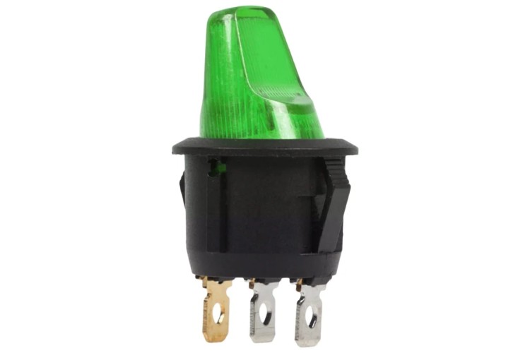 Выключатель клавишный круглый REXANT 12V 16А (3с) ON-OFF ( уп.10 штук ) зеленый с подсветкой  (RWB-224, SС-214) 36-2593 - изображение 3