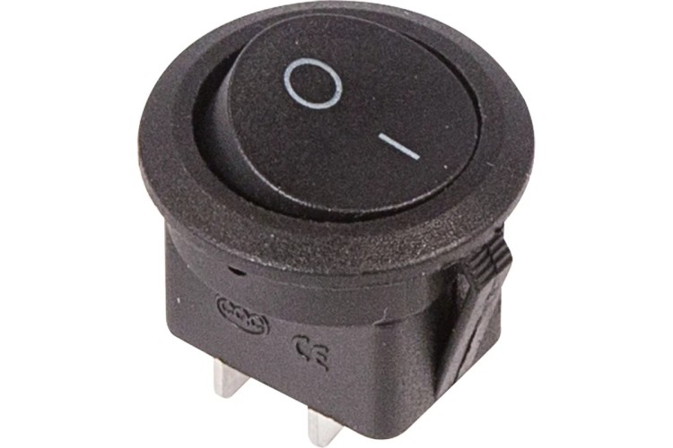 Выключатель клавишный круглый REXANT 250V 6A (2с) ON-OFF ( уп.10 штук ) черный (RWB-212, SC-214, MRS-102-8) 36-2550