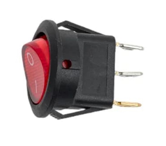 Выключатель клавишный круглый REXANT 12V 20А (3с) ON-OFF ( уп.10 штук ) красный с подсветкой  (RWB-214) 36-2585 - изображение 2