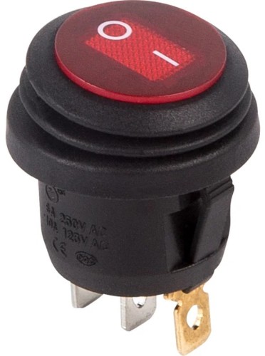 Выключатель клавишный круглый REXANT 250V 6А (3с) ON-OFF ( уп.10 штук ) красный с подсветкой ВЛАГОЗАЩИТА 36-2595 - изображение 2