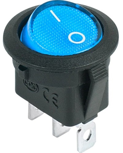Выключатель клавишный круглый REXANT 12V 20А (3с) ON-OFF ( уп.10 штук ) синий с подсветкой (RWB-214) 36-2586