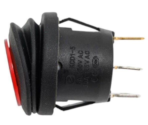 Выключатель клавишный круглый REXANT 250V 6А (3с) ON-OFF ( уп.10 штук ) красный с подсветкой ВЛАГОЗАЩИТА 36-2595 - изображение 4