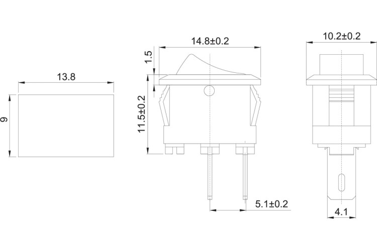 Выключатель клавишный REXANT 250V 3А (2с) ON-OFF черный  Micro  (RWB-101) ( уп.10 штук ) 36-2010 - изображение 2