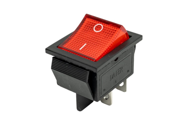 Выключатель клавишный REXANT 250V 16A (4с) ON-OFF ( уп.10 штук ) красный с подсветкой (RWB-502, SC-767, IRS-201-1) 36-2330