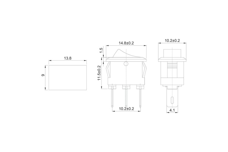 Выключатель клавишный REXANT 250V 3А (3с) ON-ON красный Micro (RWB-102) ( уп.10 штук ) 36-2031 - изображение 2